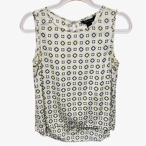 WHBM Pure Silk Geometric Mosaic Artsy Blouse Tank Top